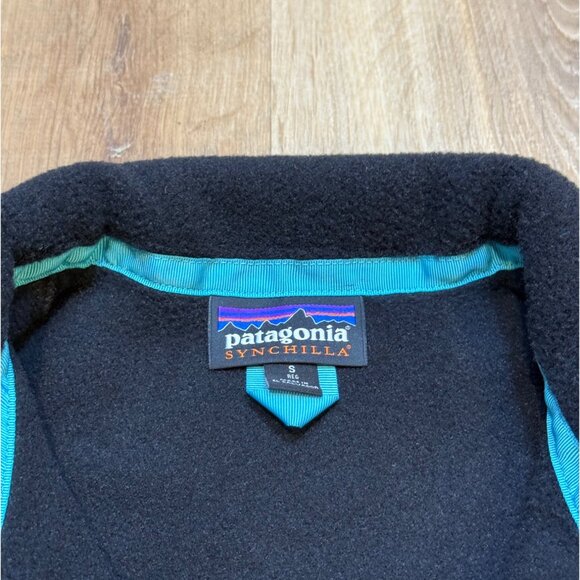 Patagonia Synchilla Womens Full Zip Snap T Fleece Jacket S Black & Blue - Picture 2 of 7